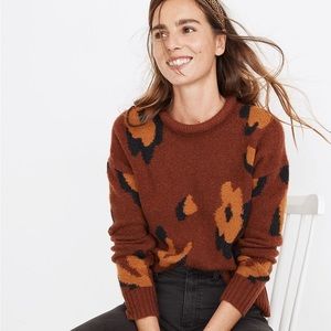 Madewell Leopard Intarsia Fulton Pullover Sweater Size Small